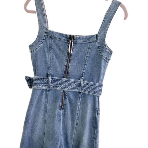 Anthropologie Pilcro Letterpress‎ Denim Jumpsuit Womens Size 2 Belted Sleeveless - Picture 6 of 10
